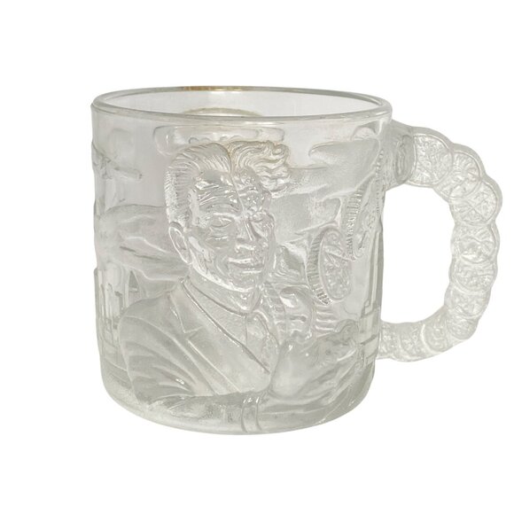 Two-Face Batman Forever McDonalds Collectible Clear Embossed Glass Mug 1995 - Picture 1 of 9
